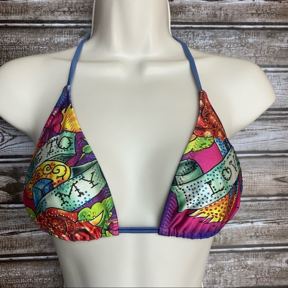 Ed Hardy Other - Ed Hardy- Triangle “True To My Love” Bikini Top